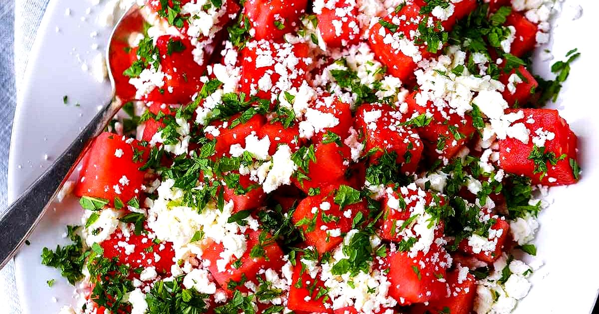 Watermelon Feta Salad with Mint - Healthy and delicious salad